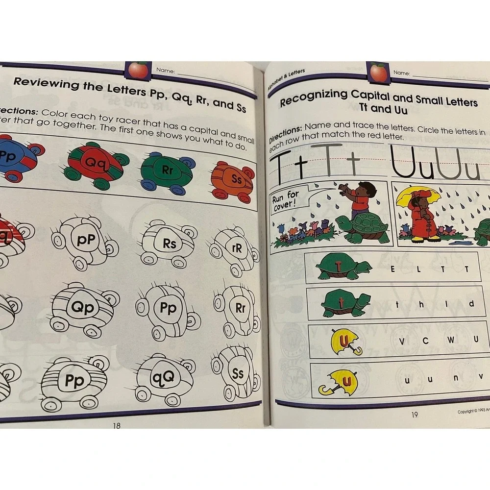 Children's letter and spelling practice books